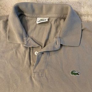 Perfect Lacoste unisex polo shirt TAUPE tan lt brown size 7 made in Japan preppy